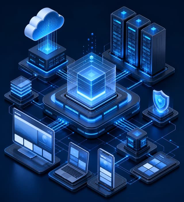 Diagram arsitektur sistem sebagai latar formulir RFQ aplikasi Metanotech.