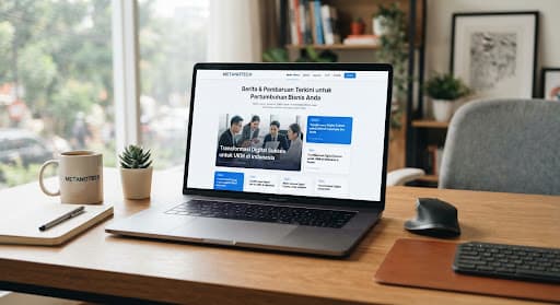Pelaku UMKM mengelola website bisnis